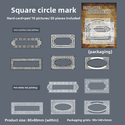 ART EMBOSS Old Dreams Border Sticker Pack(20 Sheets) Square circle mark