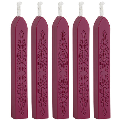 ART EMBOSS 5-piece Sealing Wax Sticks(80 colors) New wine red (sword pattern with core, 5 pieces)