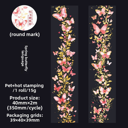 ART EMBOSS Fluttering Butterflies PET Sticker Tape – Butterfly Journaling Tape (4 Designs) Spring butterfly language