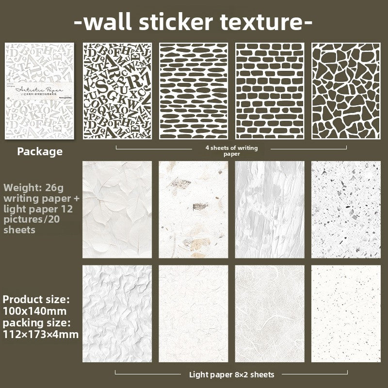 ART EMBOSS Hollow Texture Art Paper Pack – Decorative Background Paper (20 Sheets) Wall sticker texture