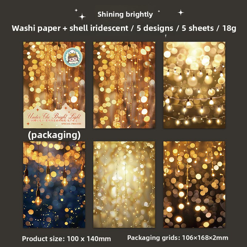 ART EMBOSS Sparkling Lights Sticker Pack – Light-Themed Stickers (5 Sheets) Shining brightly