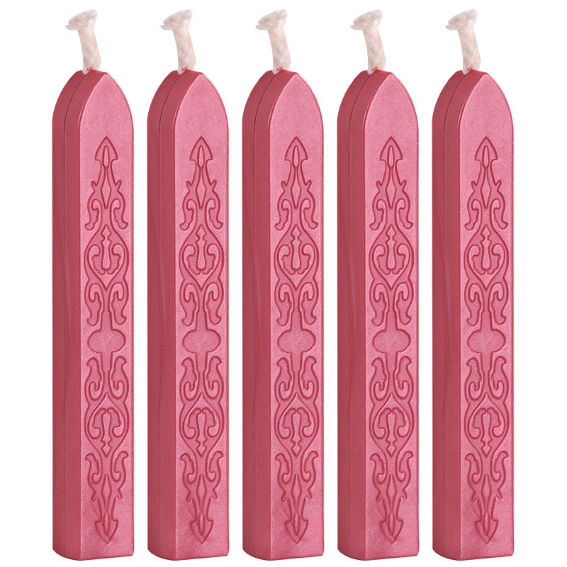 ART EMBOSS 5-piece Sealing Wax Sticks(80 colors) Rose red (sword pattern with core, 5-piece set)