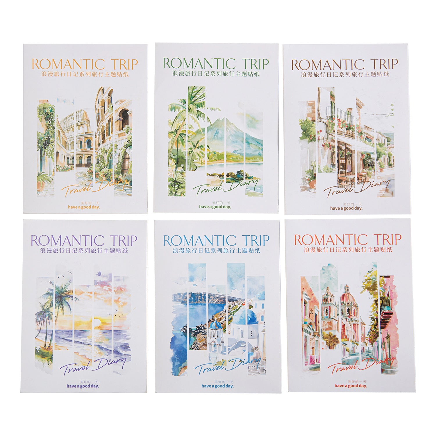 ART EMBOSS Romantic Travel Diary PET Sticker Pack – Travel Stickers (30 Sheets)