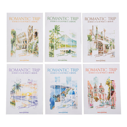 ART EMBOSS Romantic Travel Diary PET Sticker Pack – Travel Stickers (30 Sheets)