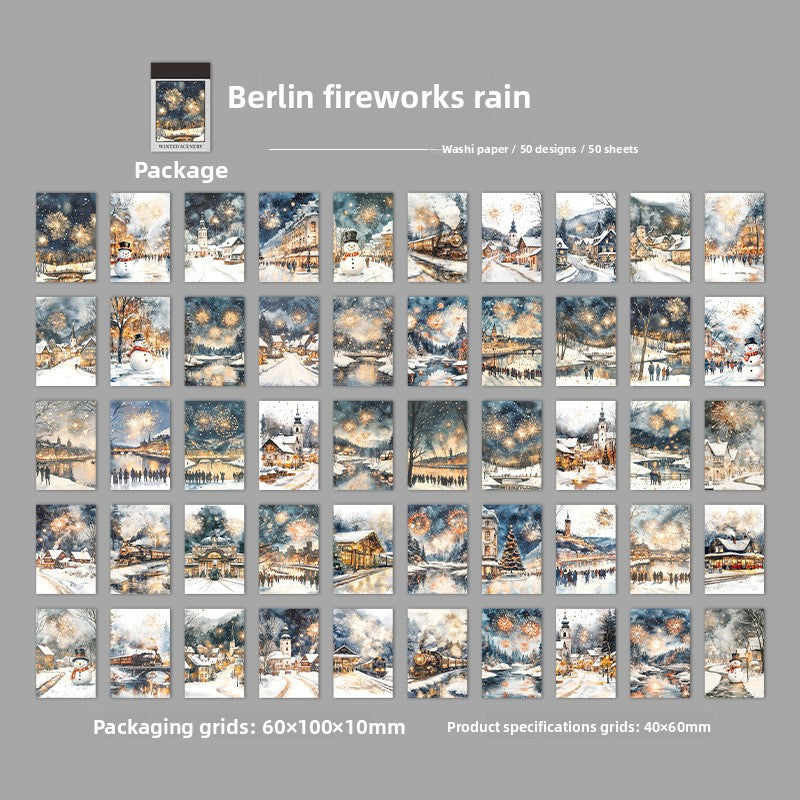 ART EMBOSS Winter Landscape Stickers (50 Pieces) Berlin fireworks rain
