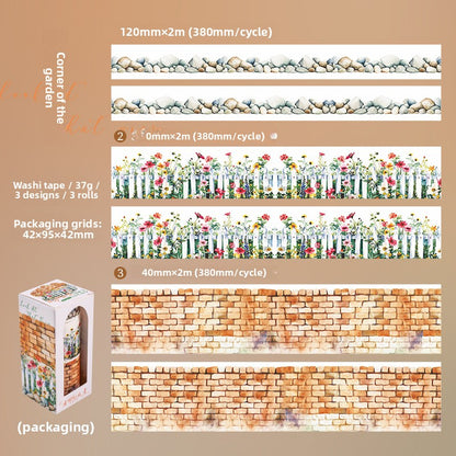 ART EMBOSS Scenery Gazing Tape Set – Scenic Journaling Tape (3 Rolls) Corner of the garden