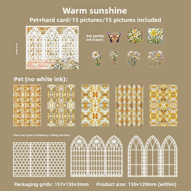 ART EMBOSS Light & Shadow Frame Journaling Set (15 Sheets) Warm sunshine