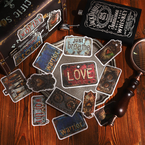 ART EMBOSS Steam Navigator Label Sticker Set – Retro Journaling Labels (30 Pieces)