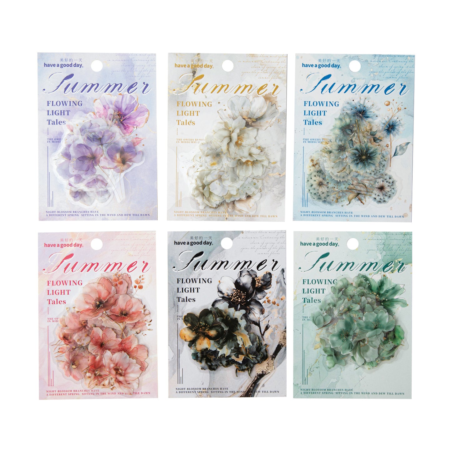 ART EMBOSS Floral Whispers PET Sticker Pack – Watercolor Flower Stickers (15 Sheets)