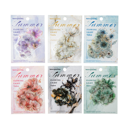 ART EMBOSS Floral Whispers PET Sticker Pack – Watercolor Flower Stickers (15 Sheets)