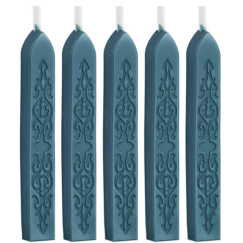 ART EMBOSS 5-piece Sealing Wax Sticks(80 colors) Blue iron (sword pattern with core, 5 pieces)