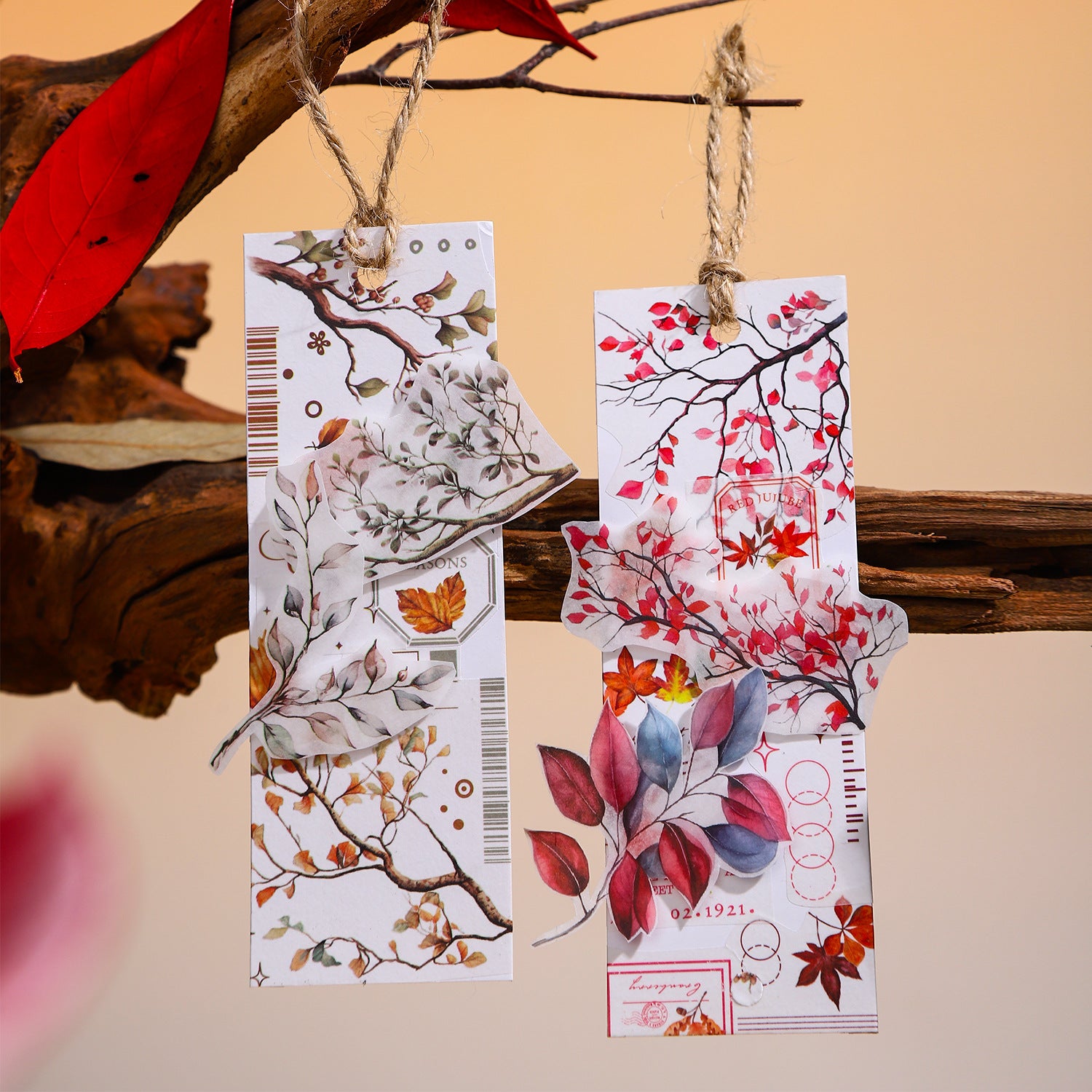 ART EMBOSS Branch & Leaf Notes Sticker Tape – Botanical Tape (6 Styles)