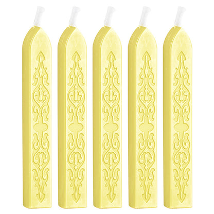 ART EMBOSS 5-piece Sealing Wax Sticks(80 colors) Autumn chrysanthemum yellow (5-piece set with core, sword pattern)