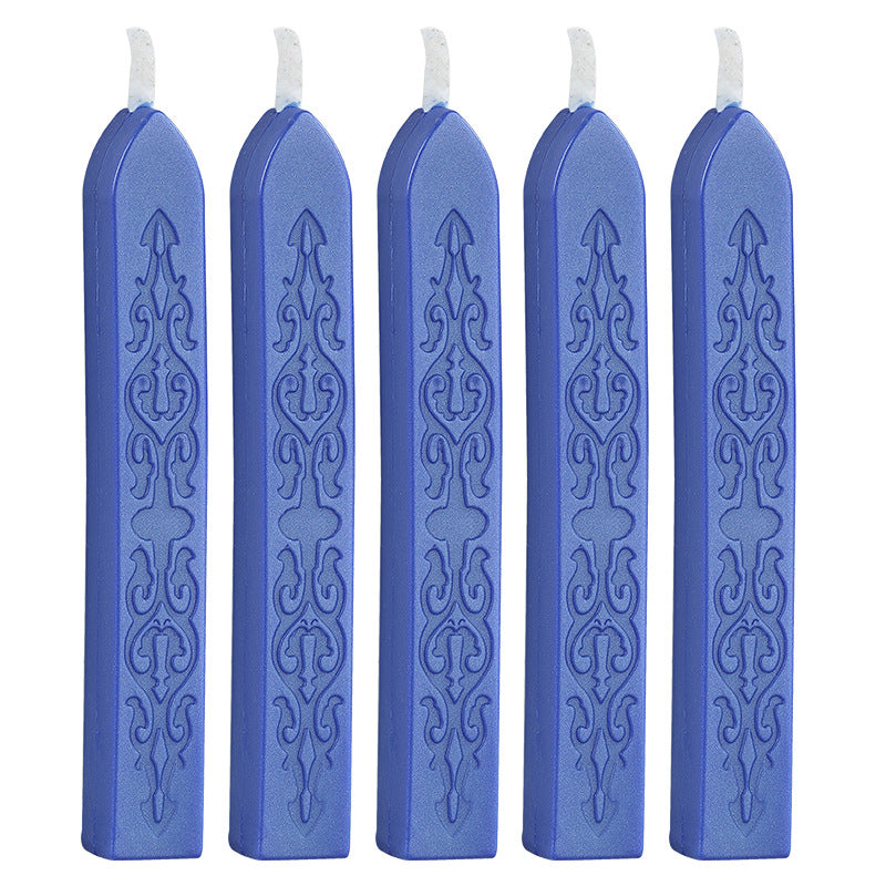 ART EMBOSS 5-piece Sealing Wax Sticks(80 colors) Bright blue (sword pattern with core, 5 pieces)