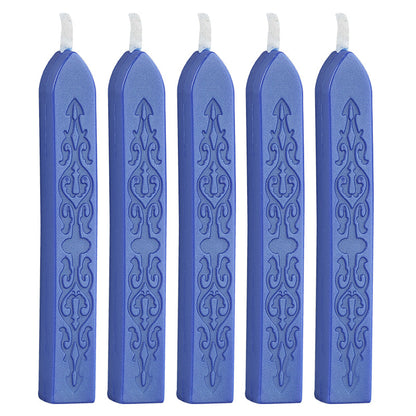 ART EMBOSS 5-piece Sealing Wax Sticks(80 colors) Bright blue (sword pattern with core, 5 pieces)