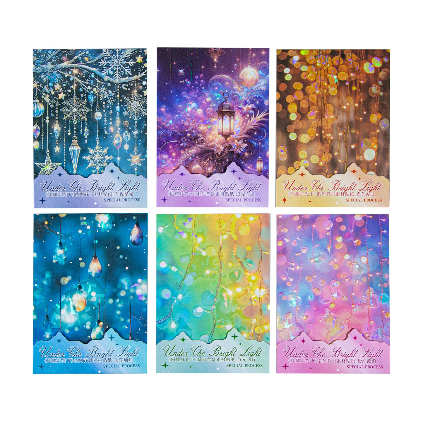 ART EMBOSS Sparkling Lights Sticker Pack – Light-Themed Stickers (5 Sheets)