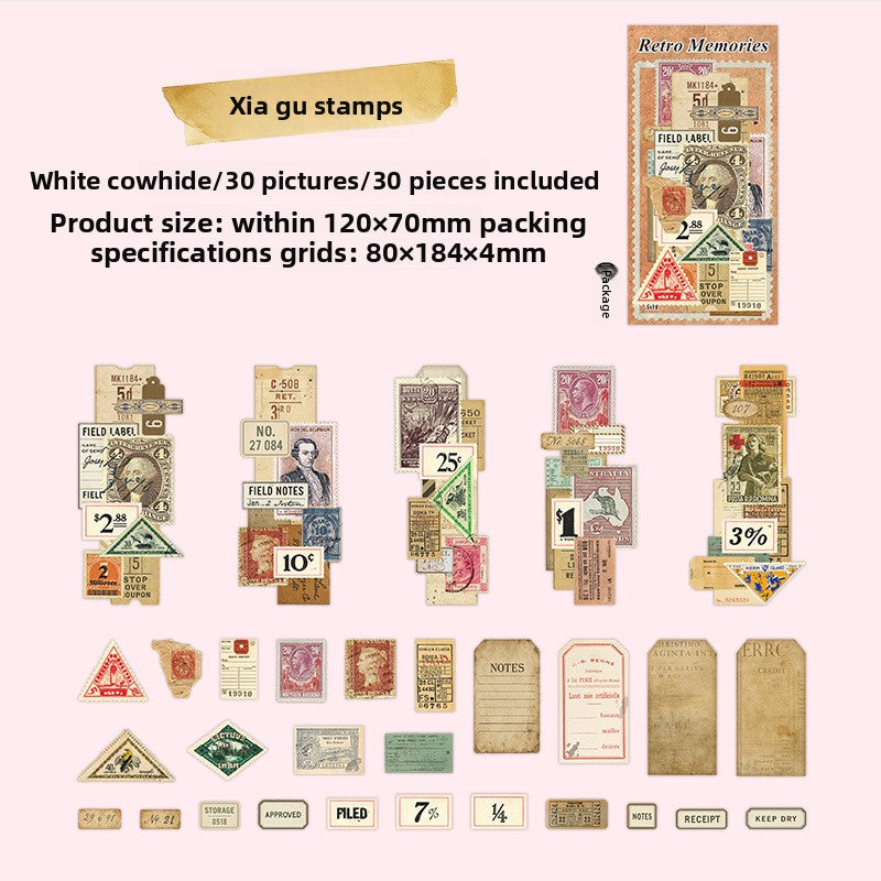 ART EMBOSS Retro Collage Journaling Paper (30 Sheets) Vintage stamps