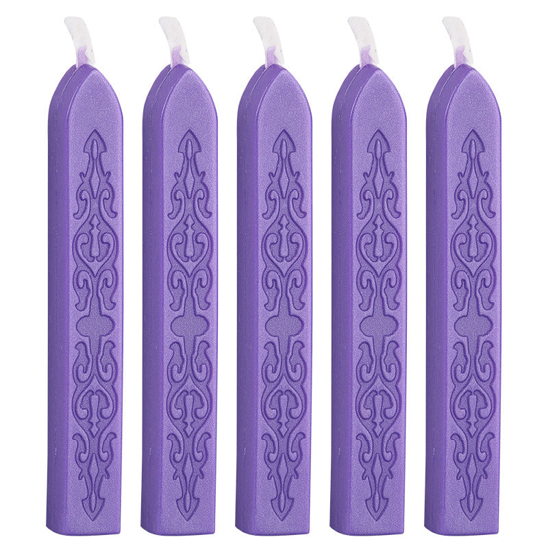 ART EMBOSS 5-piece Sealing Wax Sticks(80 colors) Eggplant purple (sword pattern with core, 5 pieces)