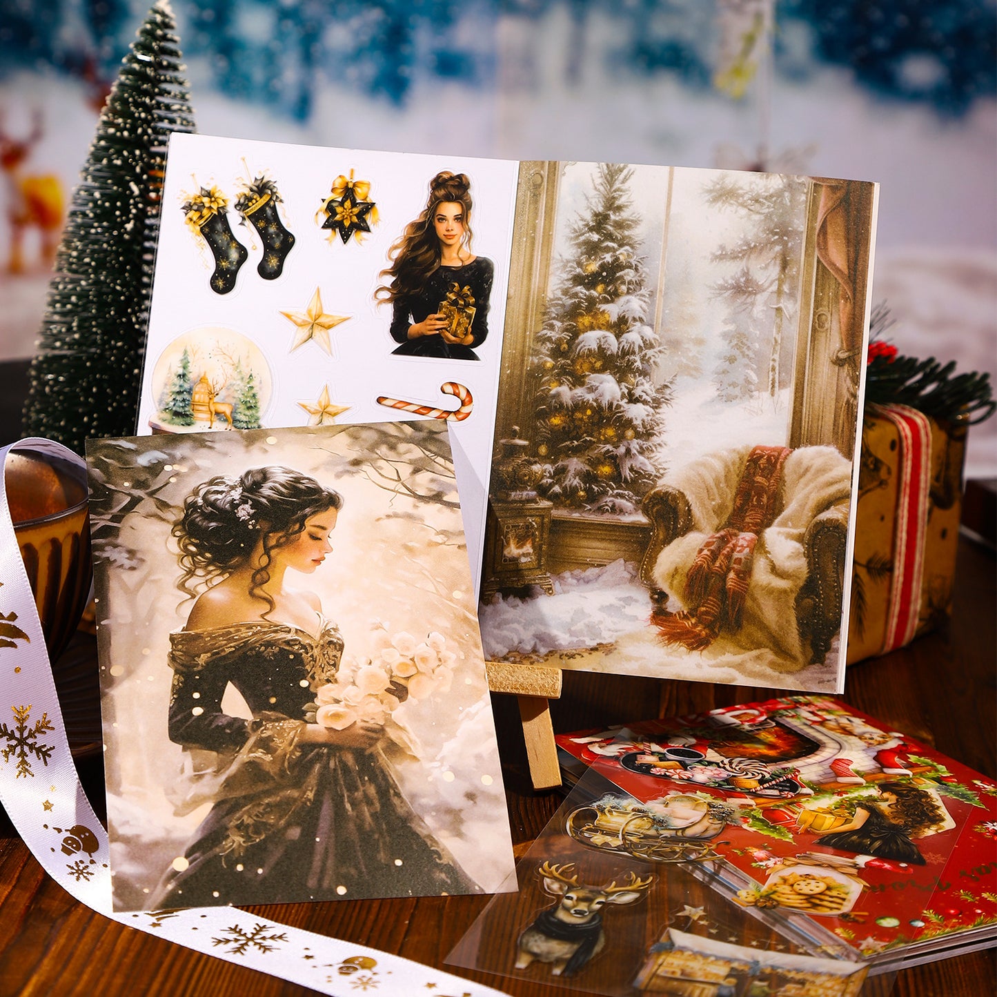 ART EMBOSS Christmas Appointment PET Sticker Book – Die-Cut Christmas Stickers (20 Sheets)