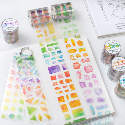 ART EMBOSS Iridescent Shapes Watercolor Stickers(6 Styles)