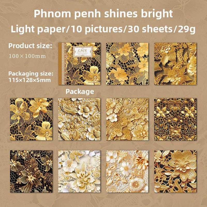 ART EMBOSS Lace Texture Paper Pack – Vintage Background Paper (30 Sheets) Phnom penh shines bright