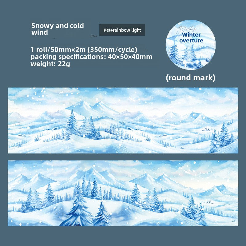 ART EMBOSS Winter Prelude PET Sticker Tape – Winter Scenery Tape (6 Styles) Snowy and cold wind