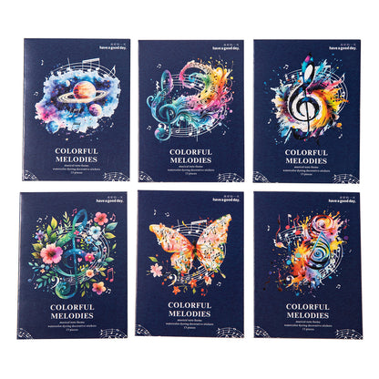 ART EMBOSS Colorful Melody PET Sticker Pack – Watercolor Wash Stickers (15 Sheets)