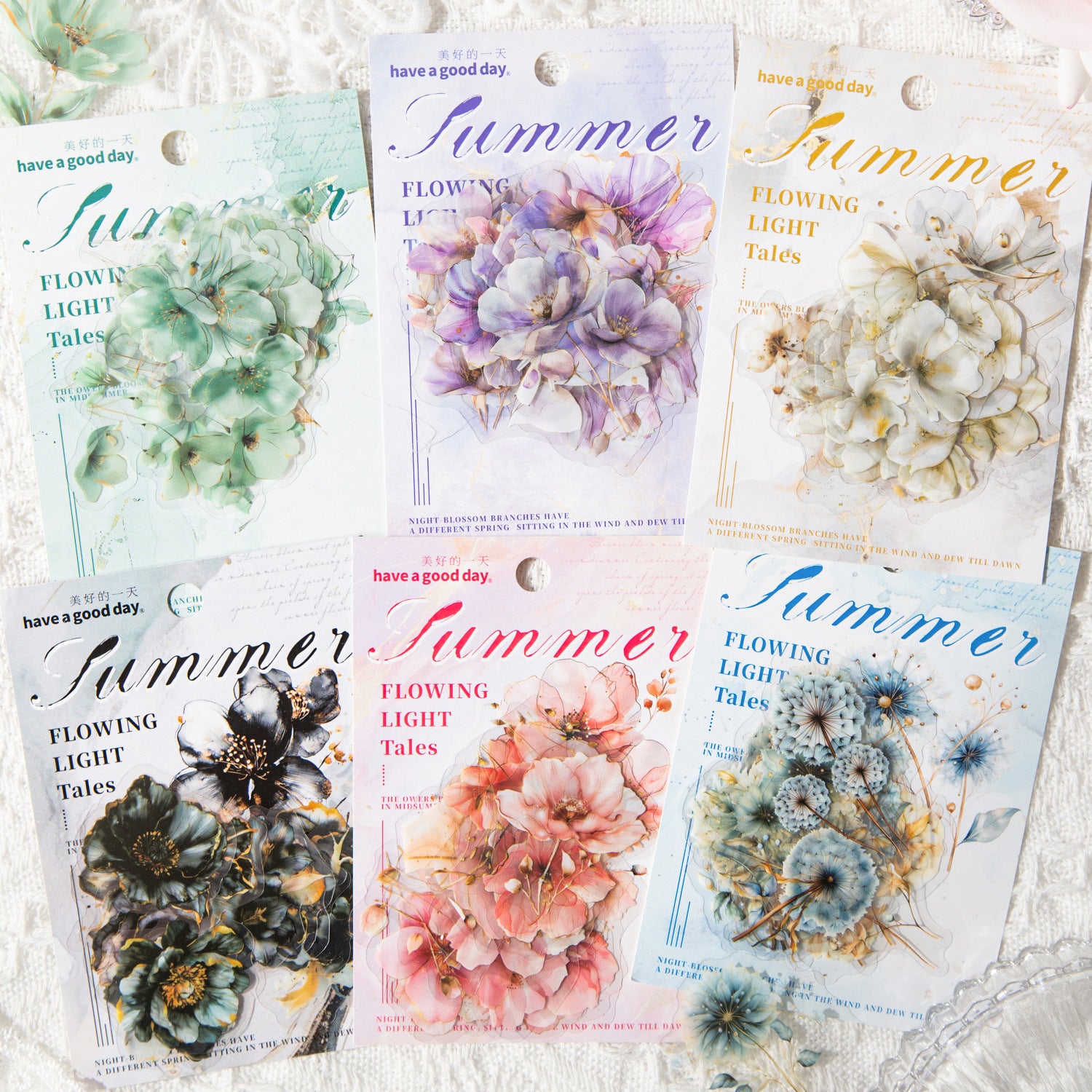 ART EMBOSS Floral Whispers PET Sticker Pack – Watercolor Flower Stickers (15 Sheets)