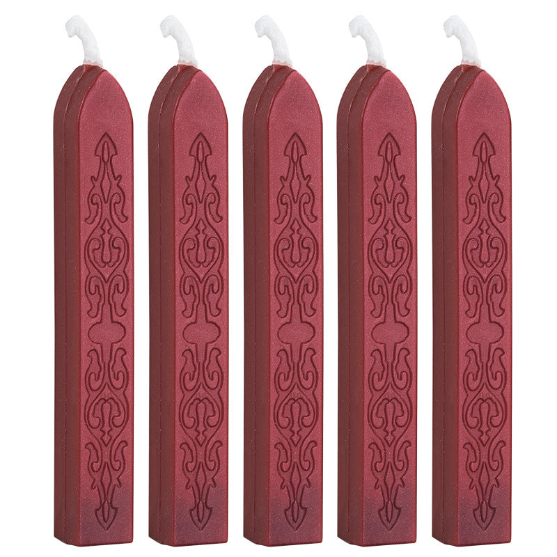 ART EMBOSS 5-piece Sealing Wax Sticks(80 colors) Flame red (sword pattern with core, 5 pieces)