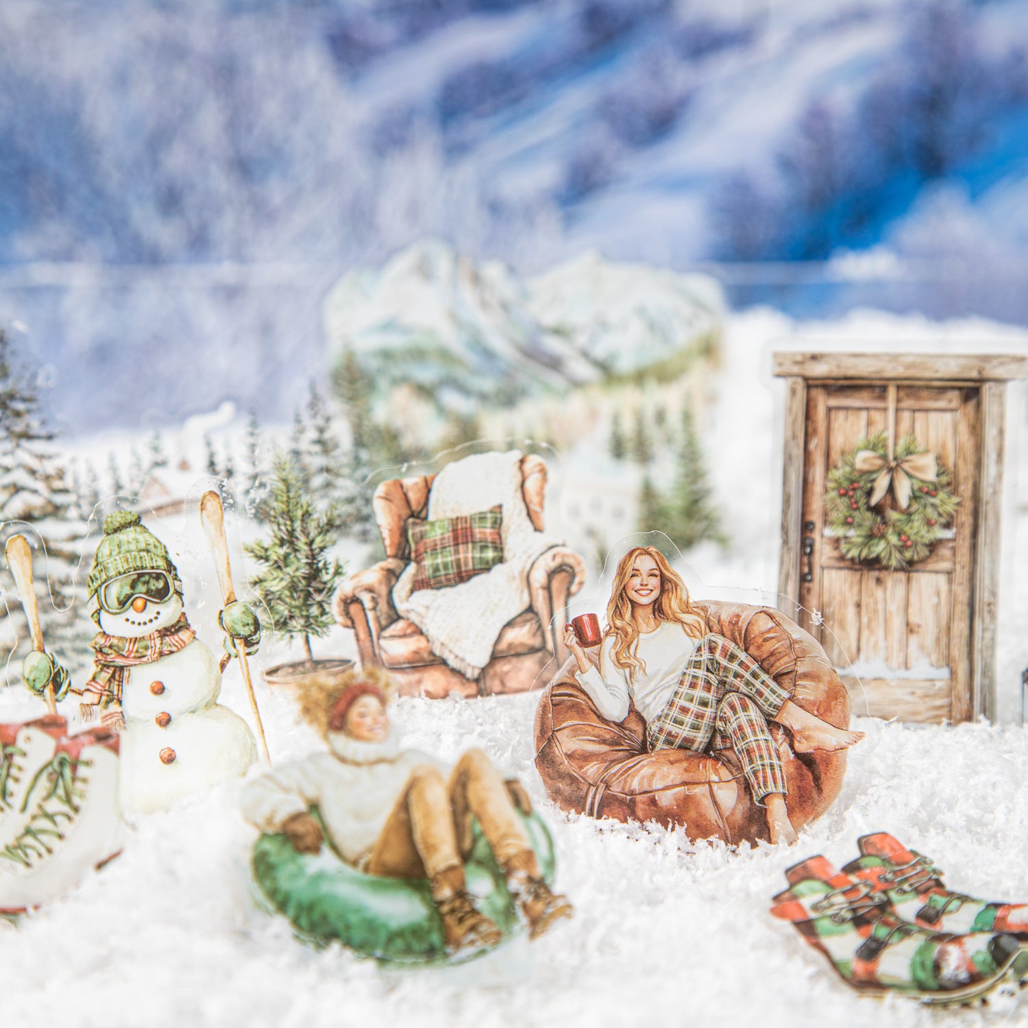 ART EMBOSS Let’s Watch the Snow Sticker Pack – Winter Scene Stickers (25 Sheets)
