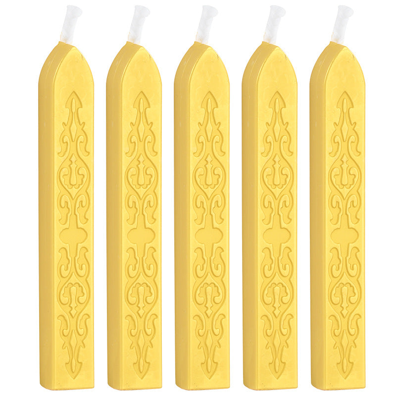 ART EMBOSS 5-piece Sealing Wax Sticks(80 colors) Bright yellow (sword pattern with core, 5 pieces)