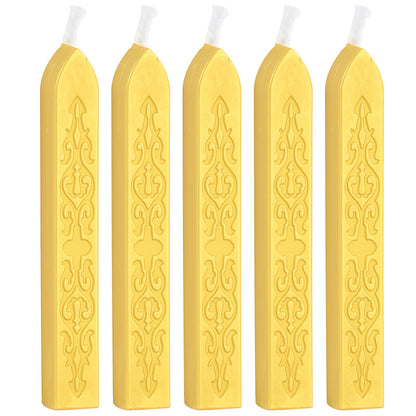 ART EMBOSS 5-piece Sealing Wax Sticks(80 colors) Bright yellow (sword pattern with core, 5 pieces)