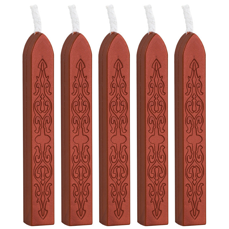 ART EMBOSS 5-piece Sealing Wax Sticks(80 colors) Flash wine red (sword pattern with core, 5 pieces)