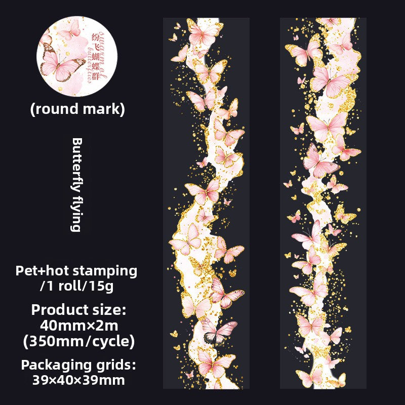 ART EMBOSS Fluttering Butterflies PET Sticker Tape – Butterfly Journaling Tape (4 Designs) Butterfly flying