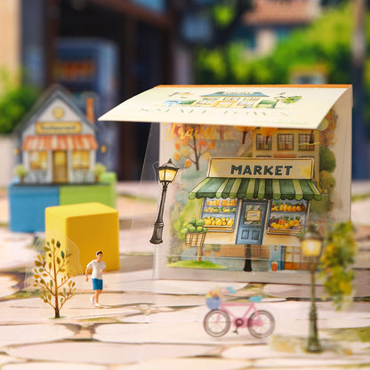 ART EMBOSS Small Town Street Scene Sticker Book – Scenic Journaling Stickers (10 Pieces)