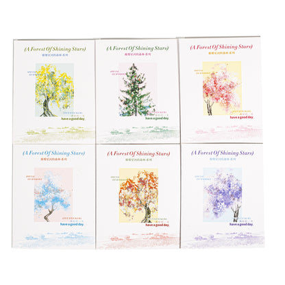 ART EMBOSS Sparkling Galaxy Forest PET Sticker Pack – Tree-Themed Stickers (10 Sheets)