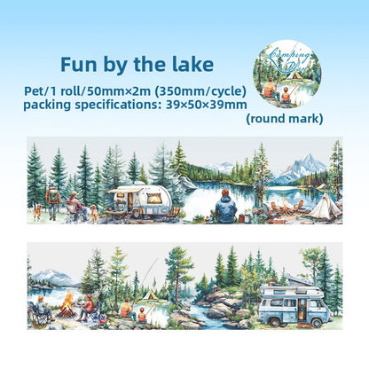 ART EMBOSS Camping Plan Sticker Tape – Outdoor Journaling Tape (6 Options) Fun by the lake