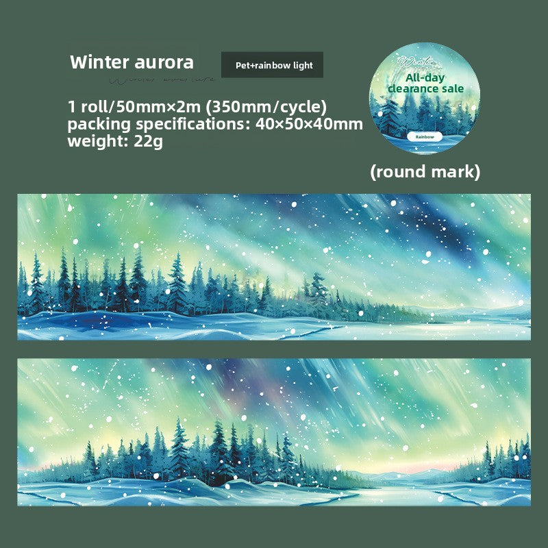 ART EMBOSS Winter Prelude PET Sticker Tape – Winter Scenery Tape (6 Styles) Winter aurora