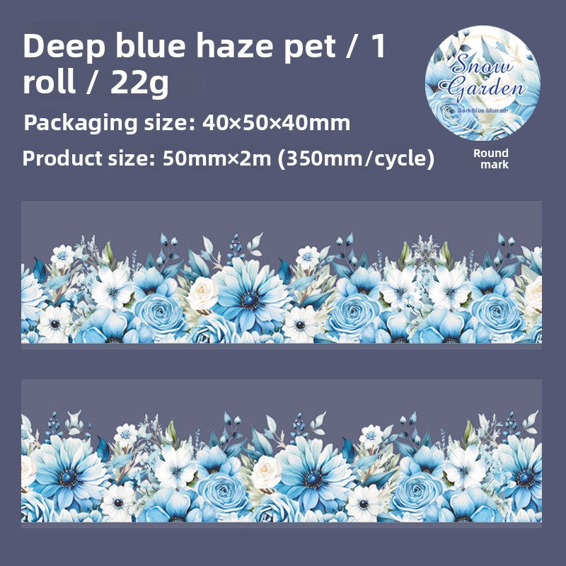 ART EMBOSS Snow Garden PET Sticker Tape – Winter Floral Tape (6 Styles) Dark blue blurred