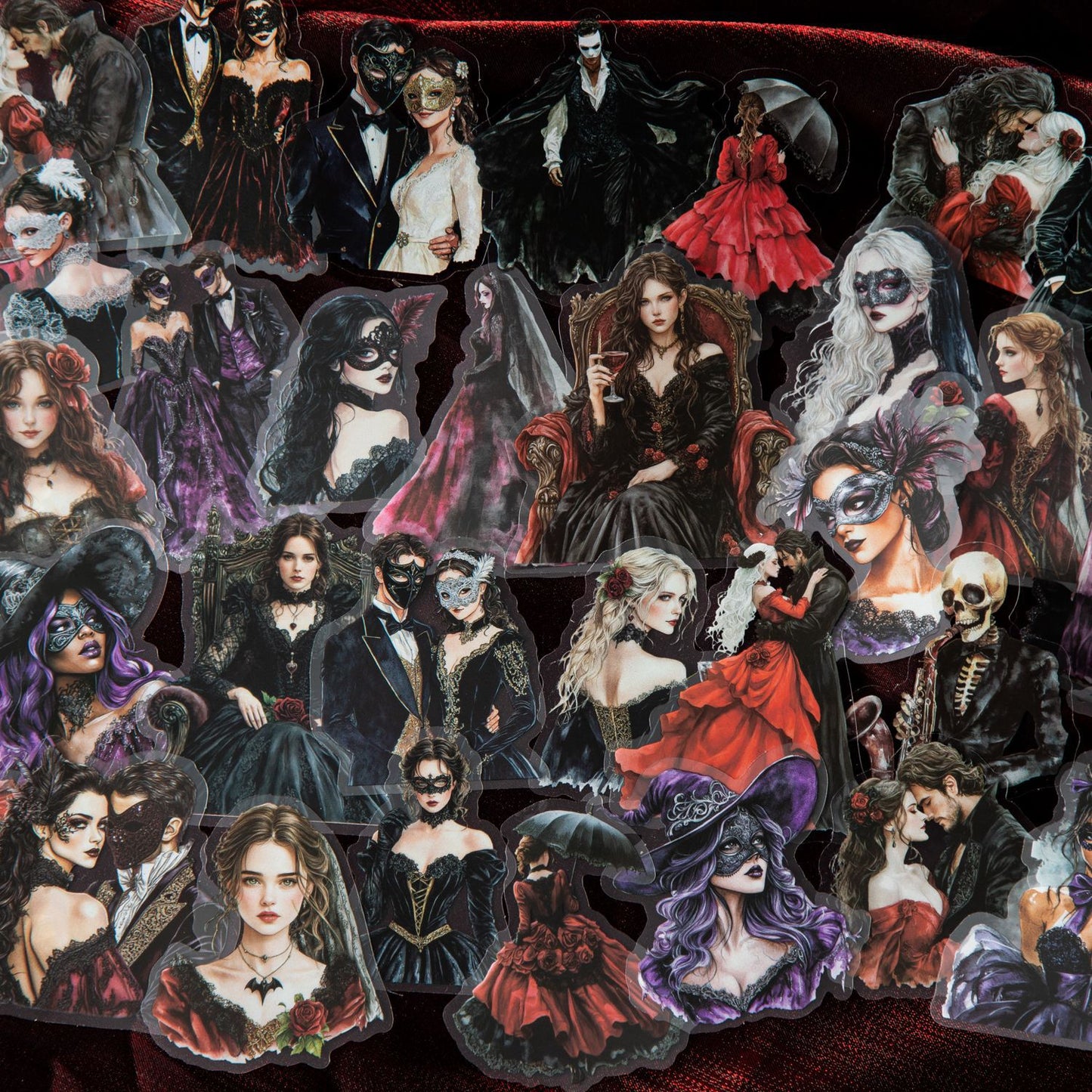 ART EMBOSS Gothic Ball Sticker Set – Dark Aesthetic Stickers (25 Pieces)