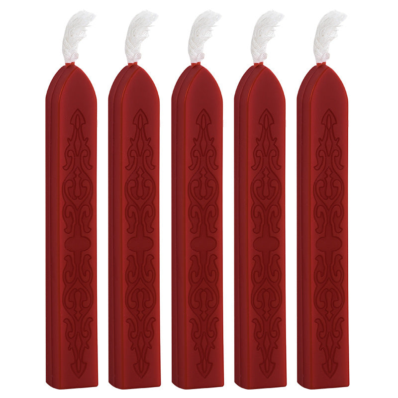 ART EMBOSS 5-piece Sealing Wax Sticks(80 colors) Big red (sword pattern with core, 5 pieces)