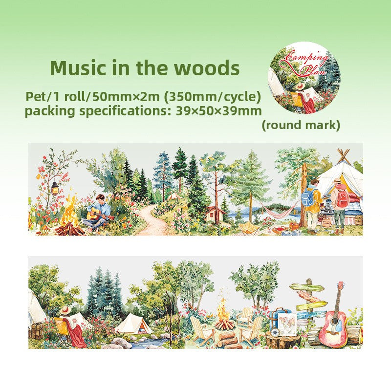 ART EMBOSS Camping Plan Sticker Tape – Outdoor Journaling Tape (6 Options) Music in the woods