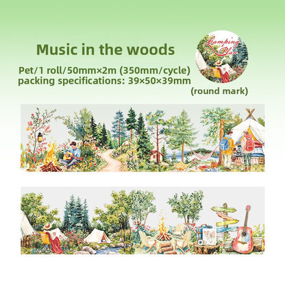ART EMBOSS Camping Plan Sticker Tape – Outdoor Journaling Tape (6 Options) Music in the woods