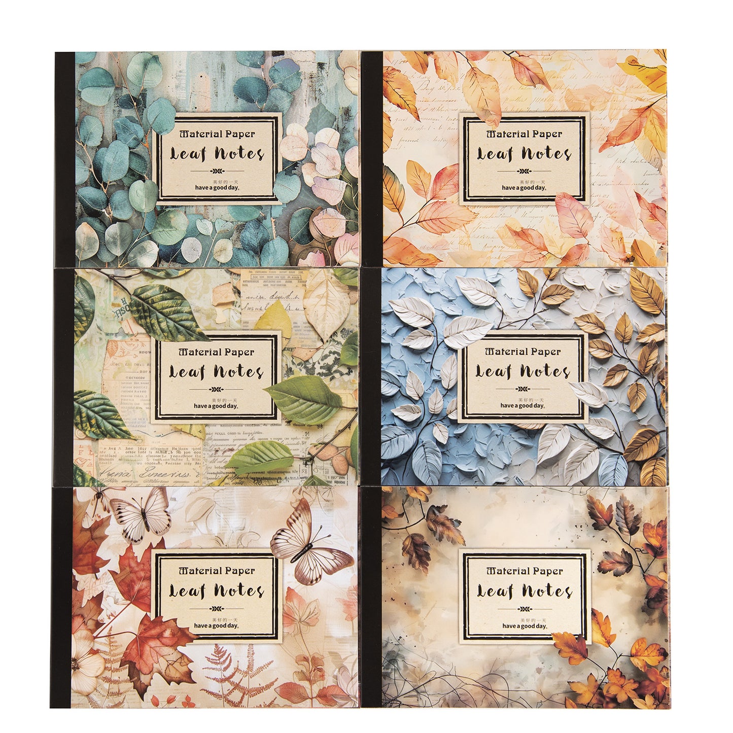 ART EMBOSS Leaf Note Paper Pack – Vintage Memo Paper (30 Sheets)