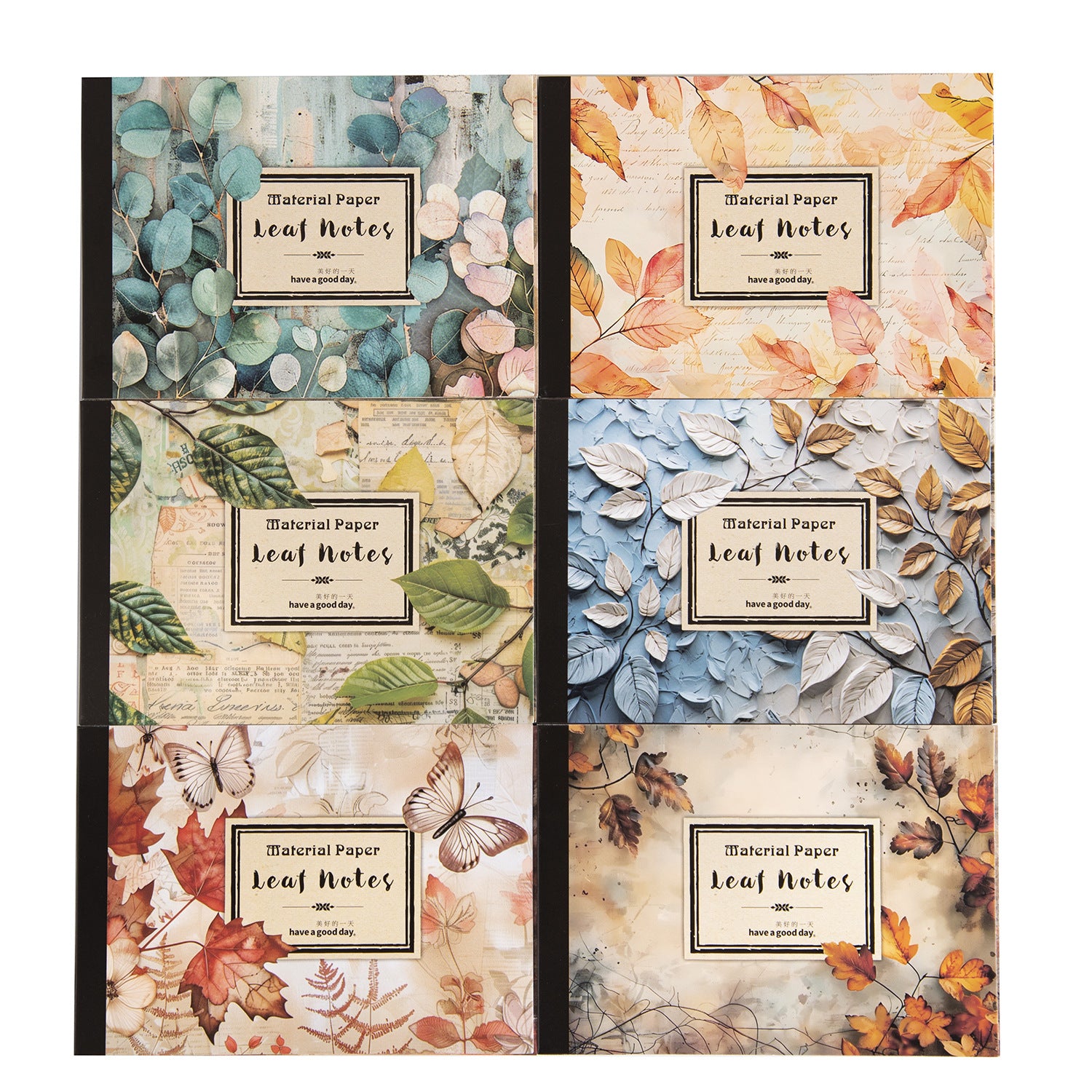 ART EMBOSS Leaf Note Paper Pack – Vintage Memo Paper (30 Sheets)