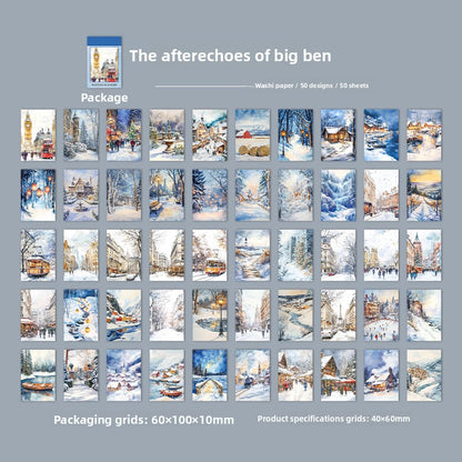 ART EMBOSS Winter Landscape Stickers (50 Pieces) The afterechoes of big ben