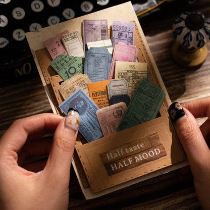 ART EMBOSS Retro Train Ticket Journaling Stickers (15 Sheets)