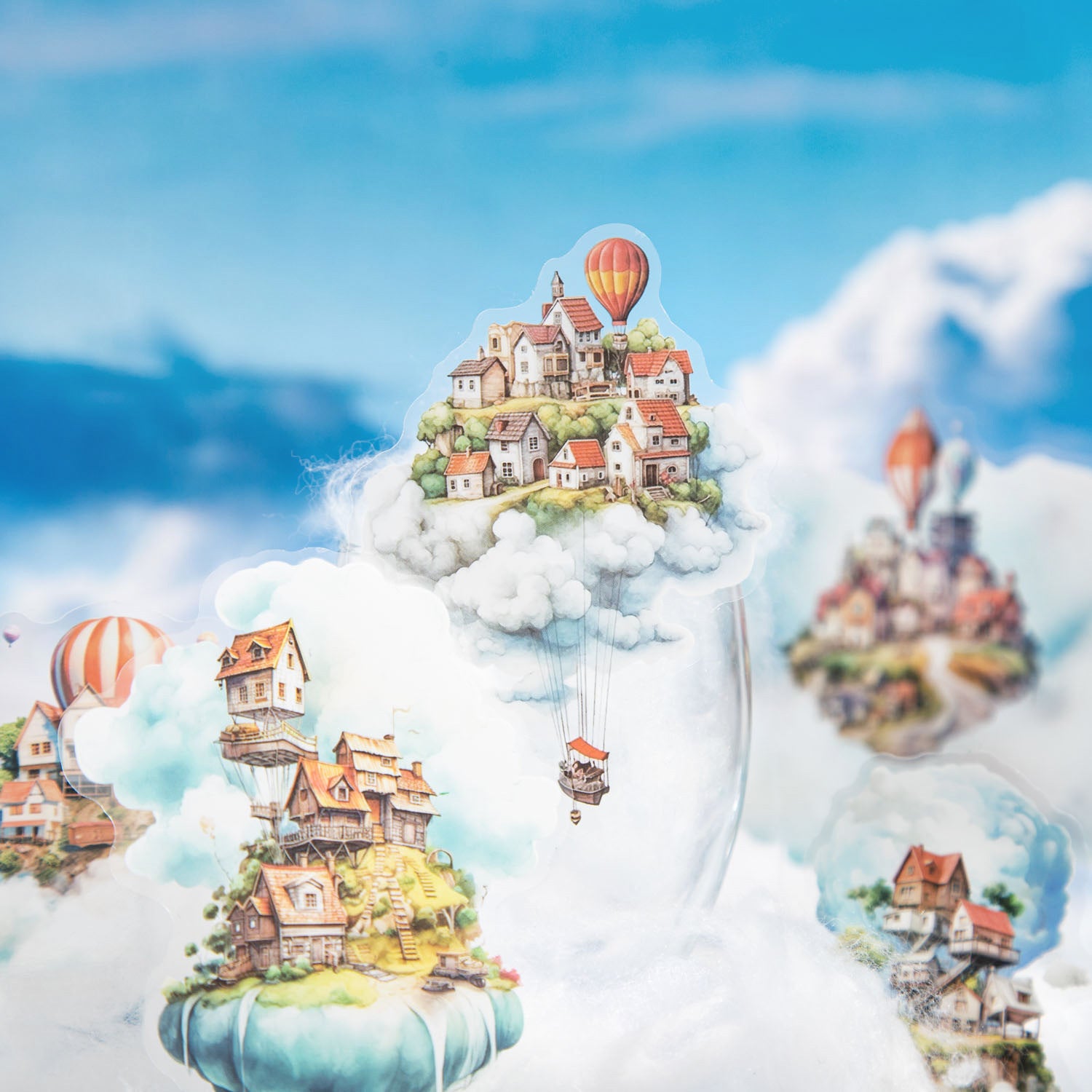 ART EMBOSS Skyline Phantom PET Sticker Pack – Floating Island Stickers (10 Sheets)