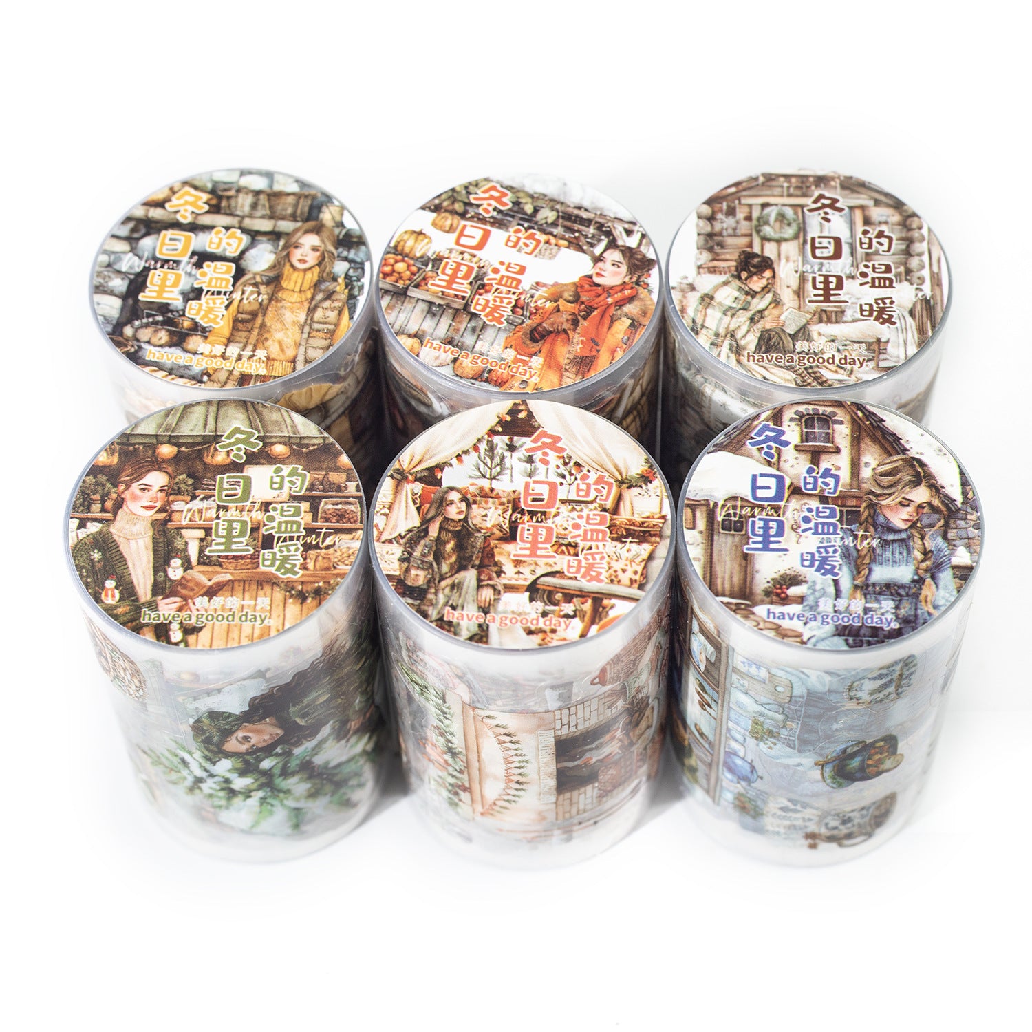 ART EMBOSS Winter Warmth PET Sticker Tape – Winter Die-Cut Stickers (6 Styles)