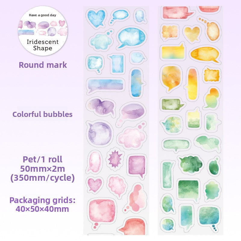 ART EMBOSS Iridescent Shapes Watercolor Stickers(6 Styles) Colorful bubbles